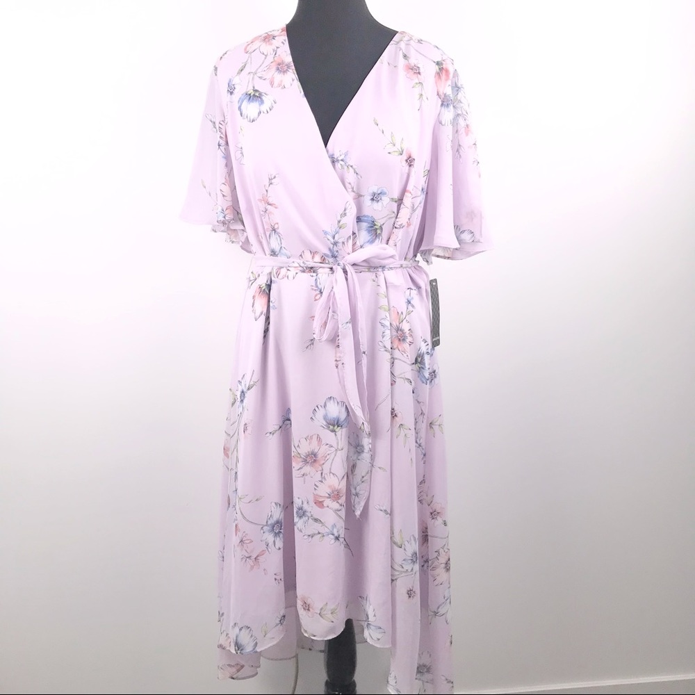 Massini Pastel “Ground Floral” Chiffon Dress